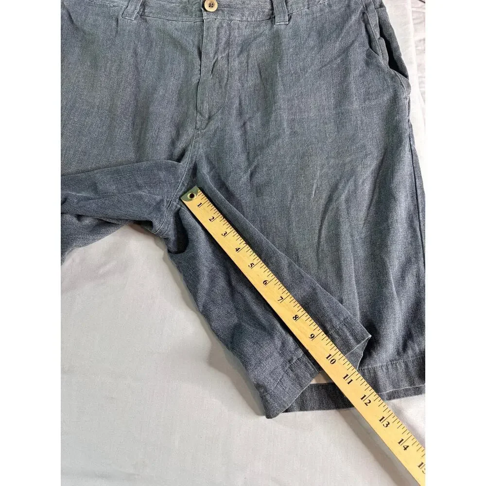 Tommy Bahama Silk Blend Shorts Mens 36 Gray Blue Flat Front Luxury Casual